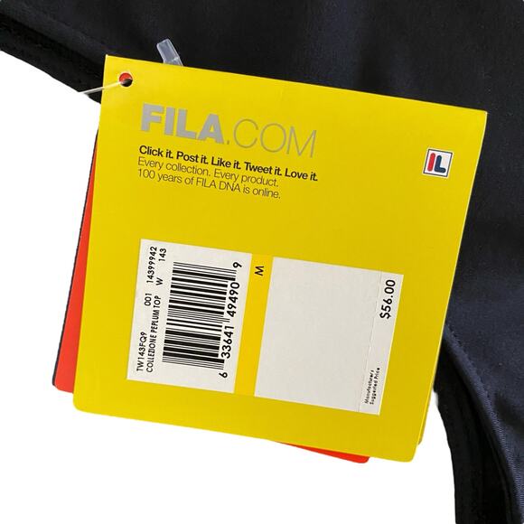 NWT Fila Activewear One Peplum Tank Top Sz M Black Fitted Stretchy 30+ UV Pro - Picture 5 of 12